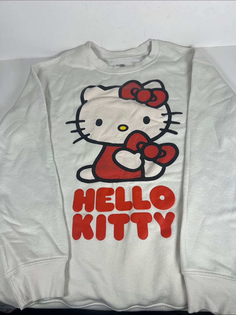 Hybrid Apparel White Kids Sweatshirt with Red Hello Kitty Graphic